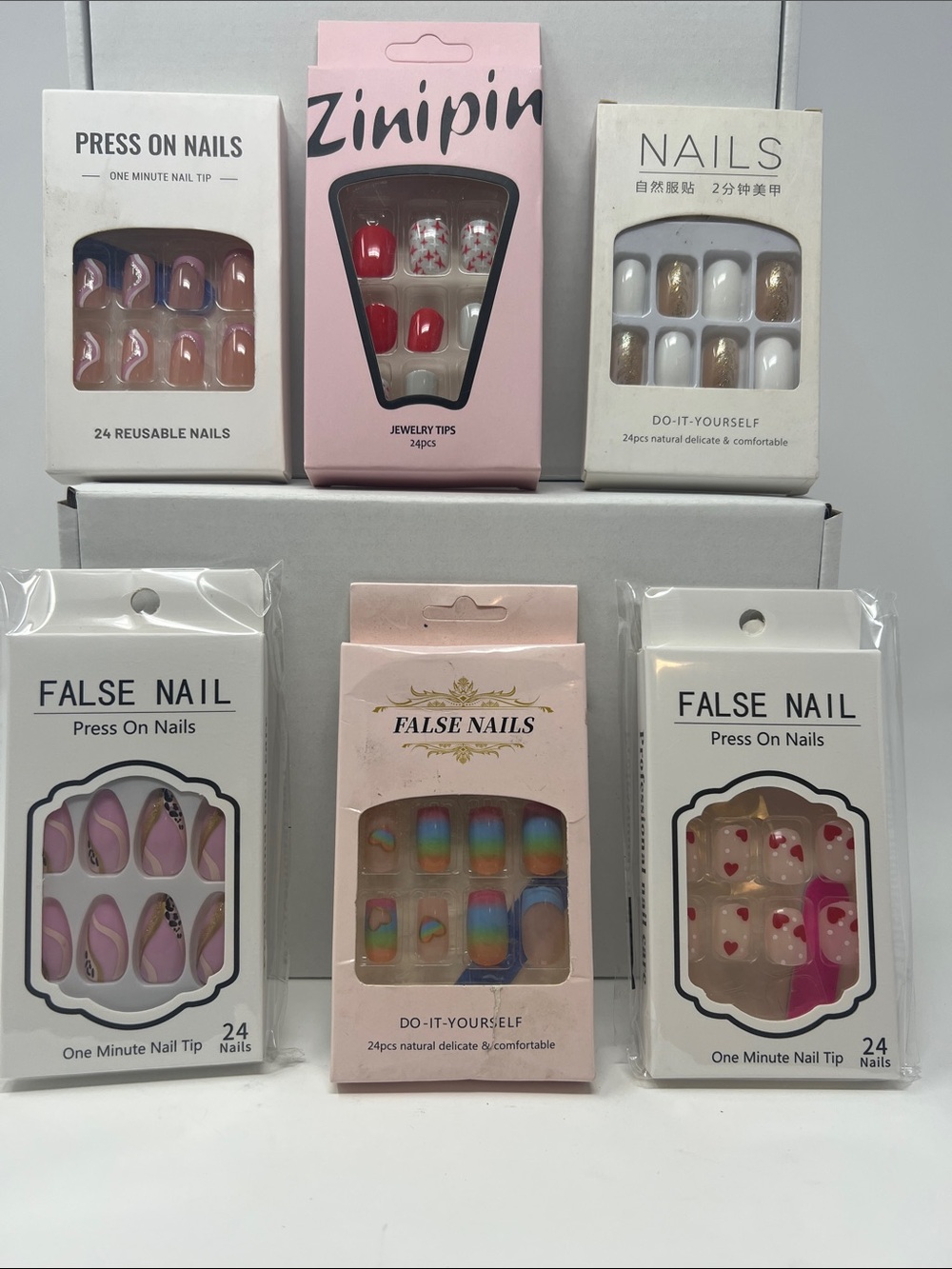 Bundle of 6 sets of assorted press on nails-#3